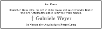 Anzeige  Gabriele Weyer  Lippische Landes-Zeitung