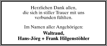 Anzeige  Willi  Hilgenstöhler  Lippische Landes-Zeitung
