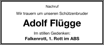 Anzeige  Adolf Flügge  Lippische Landes-Zeitung