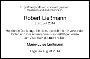 Anzeige  Robert Ließmann  Lippische Landes-Zeitung