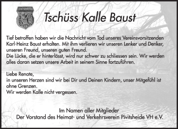 Anzeige  Karl-Heinz Baust  Lippische Landes-Zeitung