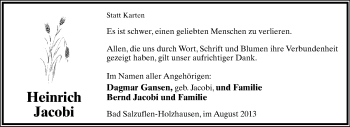 Anzeige  Heinrich Jacobi  Lippische Landes-Zeitung