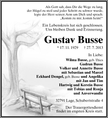 Anzeige  Gustav Busse  Lippische Landes-Zeitung