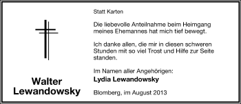 Anzeige  Walter Lewandowsky  Lippische Landes-Zeitung