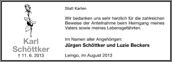 Anzeige  Karl Schöttker  Lippische Landes-Zeitung