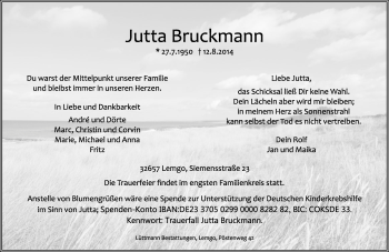 Anzeige  Jutta Bruckmann  Lippische Landes-Zeitung