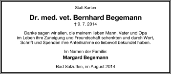 Anzeige  Bernhard Begemann  Lippische Landes-Zeitung