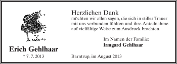 Anzeige  Erich Gehlhaar  Lippische Landes-Zeitung