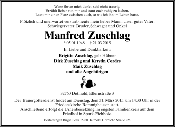 Anzeige  Manfred Zuschlag  Lippische Landes-Zeitung