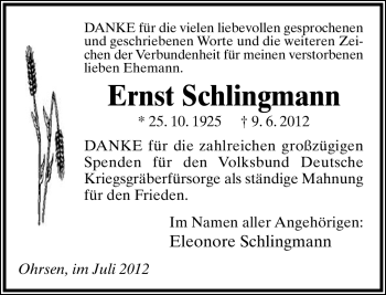 Anzeige  Ernst Schlingmann  Lippische Landes-Zeitung