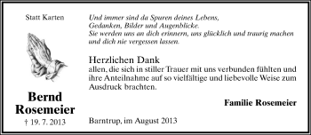Anzeige  Bernd Rosemeier  Lippische Landes-Zeitung