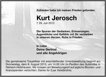Anzeige  Kurt Jerosch  Lippische Landes-Zeitung