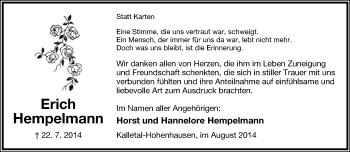 Anzeige  Erich Hempelmann  Lippische Landes-Zeitung