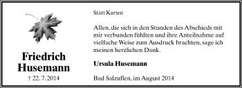 Anzeige  Friedrich Husemann  Lippische Landes-Zeitung