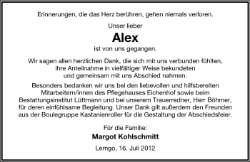 Anzeige  Alex   Lippische Landes-Zeitung