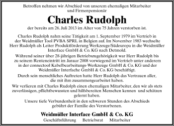 Anzeige  Charles Rudolph  Lippische Landes-Zeitung