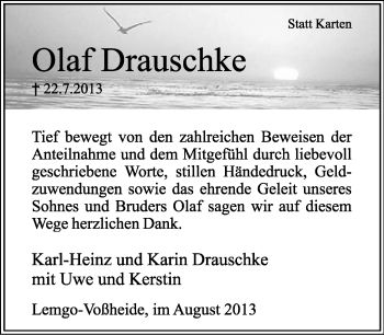 Anzeige  Olaf Drauschke  Lippische Landes-Zeitung