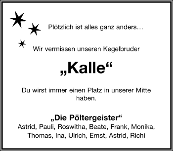 Anzeige  Kalle   Lippische Landes-Zeitung
