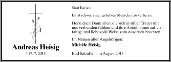 Anzeige  Andreas Heisig  Lippische Landes-Zeitung
