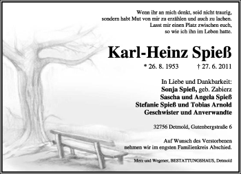 Anzeige  Karl-Heinz Spieß  Lippische Landes-Zeitung