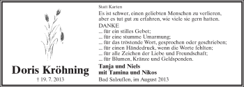 Anzeige  Doris Kröhning  Lippische Landes-Zeitung