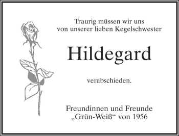 Anzeige  Hildegard   Lippische Landes-Zeitung