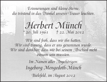 Anzeige  Herbert Münch  Lippische Landes-Zeitung