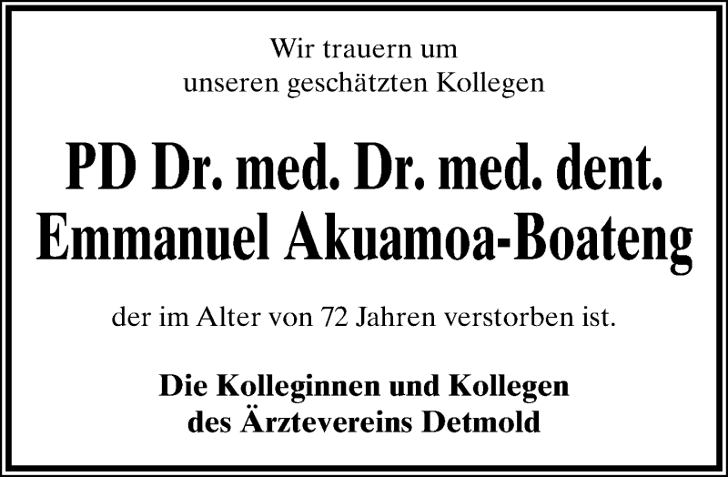  Traueranzeige für Emmanuel Akuamoa-Boateng vom 10.09.2014 aus Lippische Landes-Zeitung