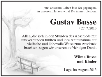 Anzeige  Gustav Busse  Lippische Landes-Zeitung