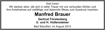 Anzeige  Manfred Brauer  Lippische Landes-Zeitung