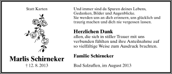 Anzeige  Marlis Schirneker  Lippische Landes-Zeitung