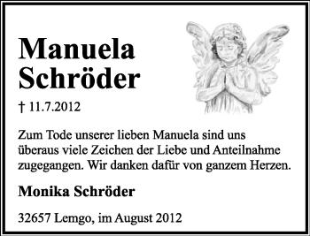 Anzeige  Manuela Schröder  Lippische Landes-Zeitung