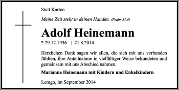 Anzeige  Adolf Heinemann  Lippische Landes-Zeitung