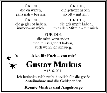Anzeige  Gustav Markus  Lippische Landes-Zeitung