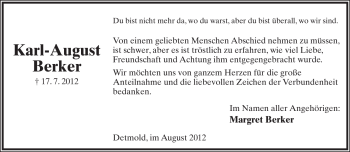 Anzeige  Karl-August Berker  Lippische Landes-Zeitung