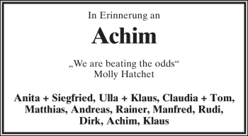 Anzeige  Achim   Lippische Landes-Zeitung