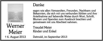 Anzeige  Werner Meier  Lippische Landes-Zeitung