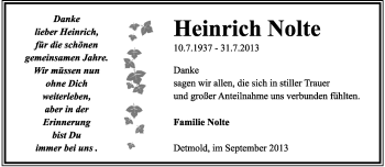 Anzeige  Heinrich Nolte  Lippische Landes-Zeitung