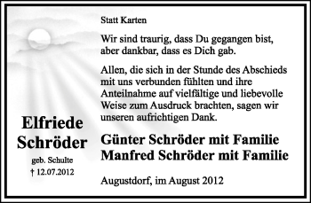Anzeige  Elfriede Schröder  Lippische Landes-Zeitung