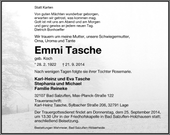Anzeige  Emmi Tasche  Lippische Landes-Zeitung