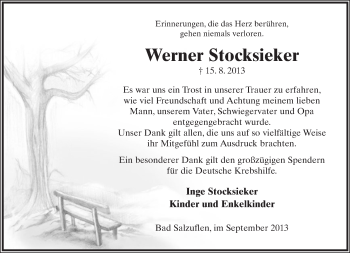 Anzeige  Werner Stocksieker  Lippische Landes-Zeitung