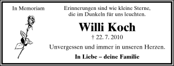 Anzeige  Willi Koch  Lippische Landes-Zeitung