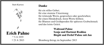 Anzeige  Erich Pahne  Lippische Landes-Zeitung
