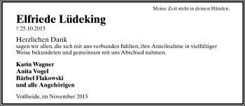 Anzeige  Elfriede Lüdeking  Lippische Landes-Zeitung