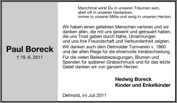 Anzeige  Paul Boreck  Lippische Landes-Zeitung