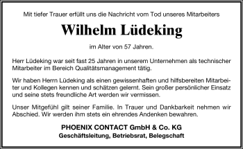 Anzeige  Wilhelm Lüdeking  Lippische Landes-Zeitung