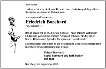 Anzeige  Friedrich Borchard  Lippische Landes-Zeitung