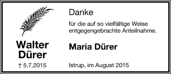 Anzeige  Walter Dürer  Lippische Landes-Zeitung