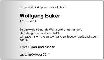 Anzeige  Wolfgang Büker  Lippische Landes-Zeitung