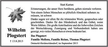 Anzeige  Wilhelm Plogstert  Lippische Landes-Zeitung